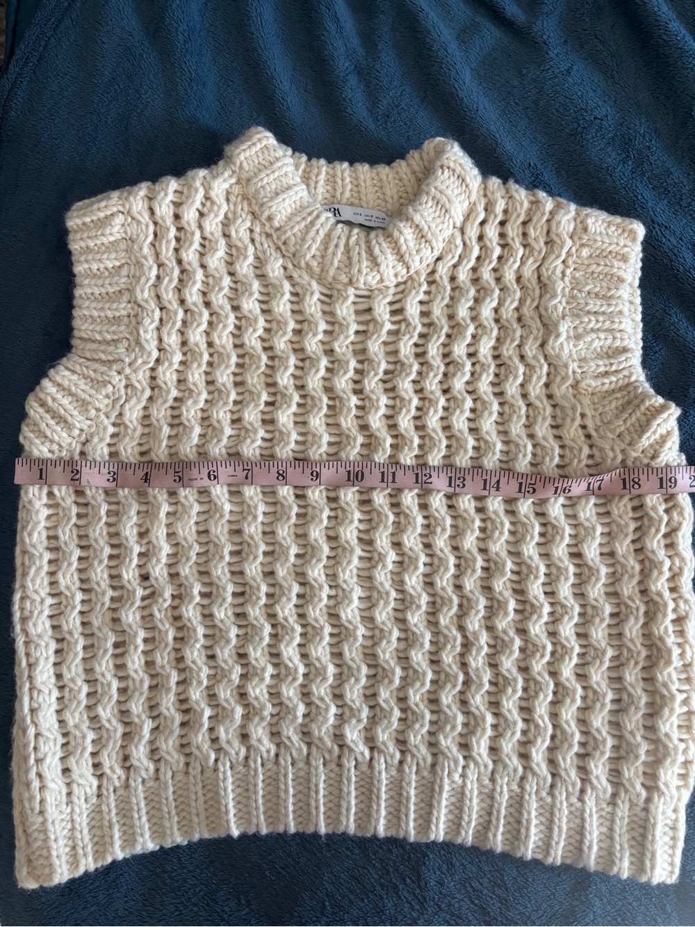 ZARA Cream Chunky Knit Sleeveless Turtleneck Sweater Vest - Picture 5 of 5